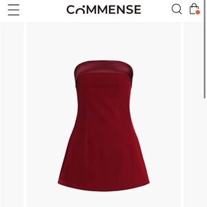Commense  Satin Velvet strapless short dress